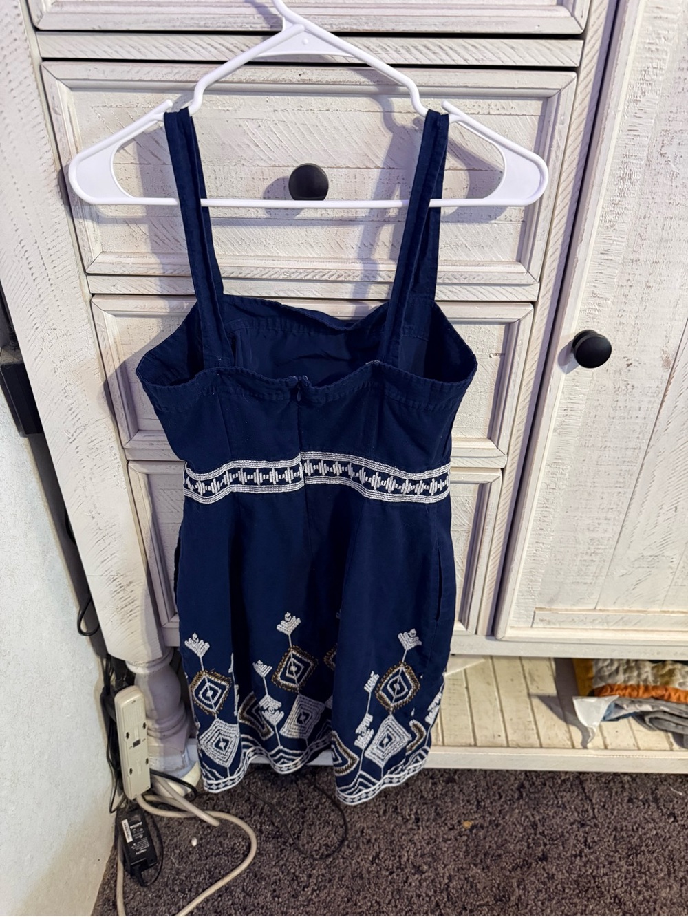 Banana Republic Navy Blue Embroidered Mini Dress